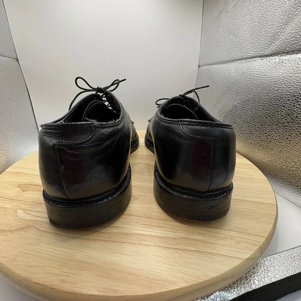Vtg Royal Imperial by Florsheim 96614 Black Plain Toe Blucher PTB 11 D V-Cleat